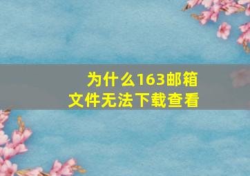 为什么163邮箱文件无法下载查看