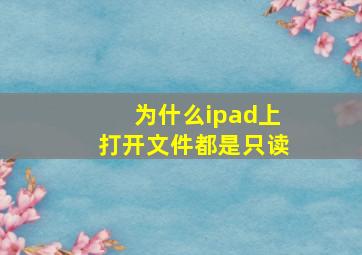 为什么ipad上打开文件都是只读