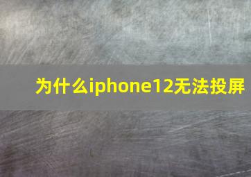 为什么iphone12无法投屏