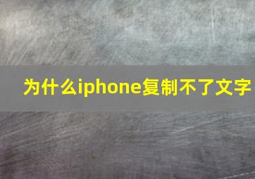 为什么iphone复制不了文字