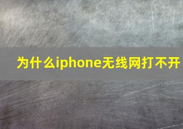 为什么iphone无线网打不开