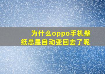 为什么oppo手机壁纸总是自动变回去了呢