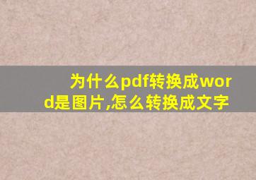 为什么pdf转换成word是图片,怎么转换成文字