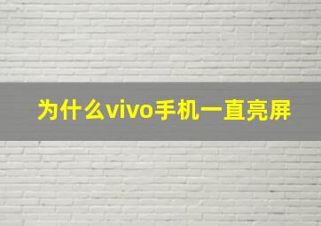 为什么vivo手机一直亮屏