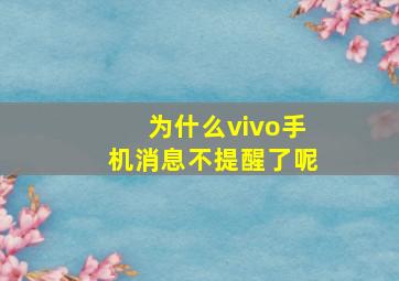 为什么vivo手机消息不提醒了呢