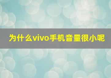 为什么vivo手机音量很小呢