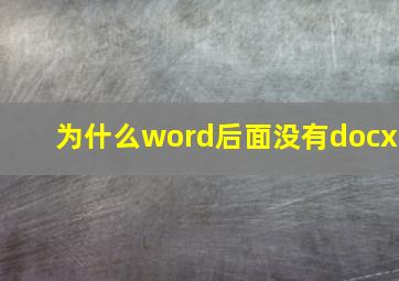 为什么word后面没有docx