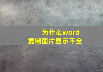 为什么word复制图片显示不全