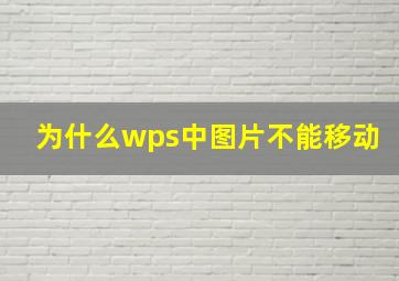 为什么wps中图片不能移动