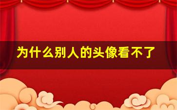 为什么别人的头像看不了