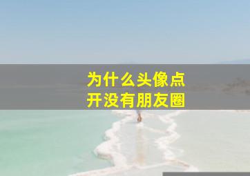 为什么头像点开没有朋友圈