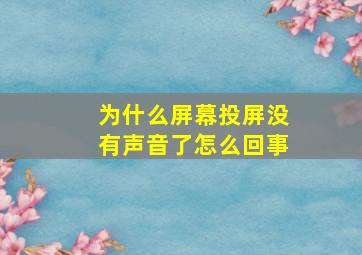 为什么屏幕投屏没有声音了怎么回事