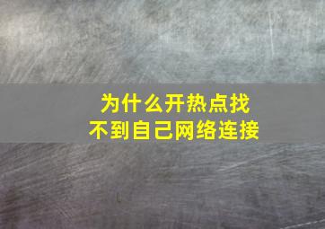 为什么开热点找不到自己网络连接