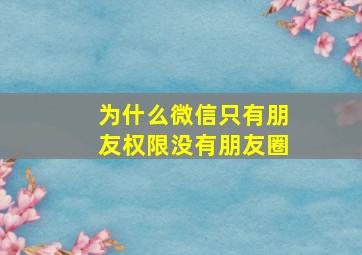 为什么微信只有朋友权限没有朋友圈