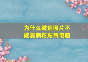 为什么微信图片不能复制粘贴到电脑