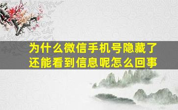 为什么微信手机号隐藏了还能看到信息呢怎么回事