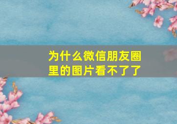 为什么微信朋友圈里的图片看不了了