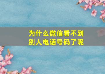 为什么微信看不到别人电话号码了呢