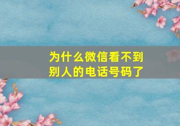 为什么微信看不到别人的电话号码了