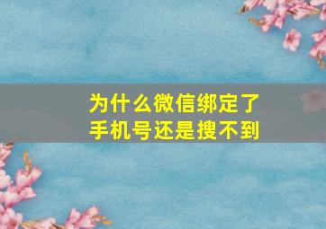 为什么微信绑定了手机号还是搜不到