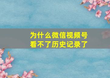 为什么微信视频号看不了历史记录了