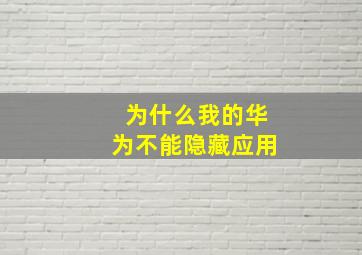 为什么我的华为不能隐藏应用