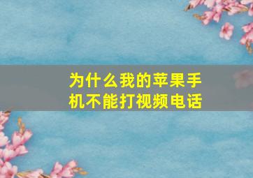 为什么我的苹果手机不能打视频电话