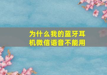 为什么我的蓝牙耳机微信语音不能用