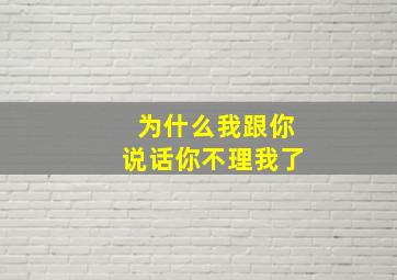 为什么我跟你说话你不理我了