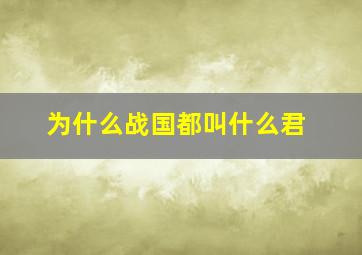 为什么战国都叫什么君