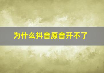 为什么抖音原音开不了