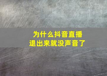 为什么抖音直播退出来就没声音了