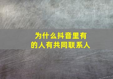 为什么抖音里有的人有共同联系人