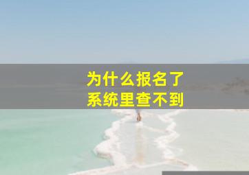 为什么报名了系统里查不到