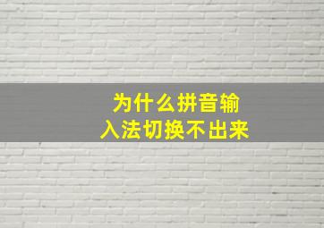 为什么拼音输入法切换不出来