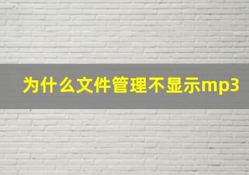 为什么文件管理不显示mp3