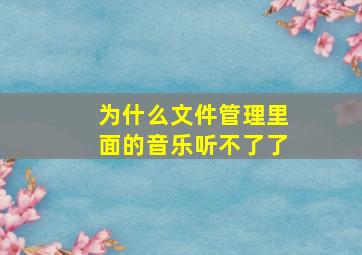 为什么文件管理里面的音乐听不了了