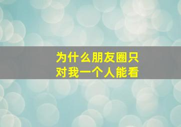 为什么朋友圈只对我一个人能看