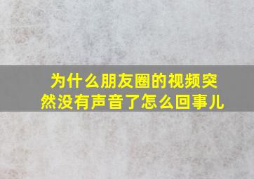 为什么朋友圈的视频突然没有声音了怎么回事儿