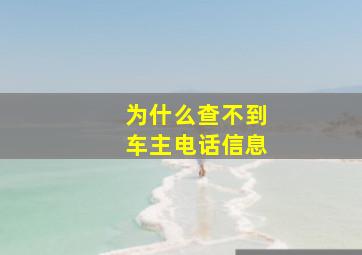 为什么查不到车主电话信息