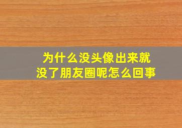 为什么没头像出来就没了朋友圈呢怎么回事