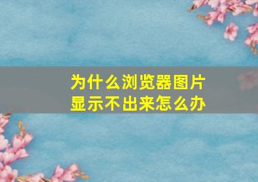 为什么浏览器图片显示不出来怎么办