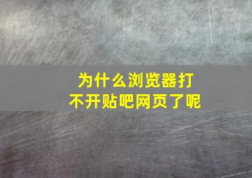 为什么浏览器打不开贴吧网页了呢