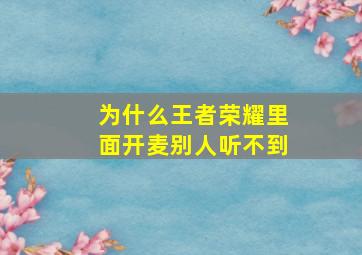 为什么王者荣耀里面开麦别人听不到