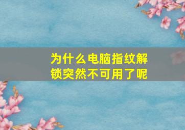 为什么电脑指纹解锁突然不可用了呢