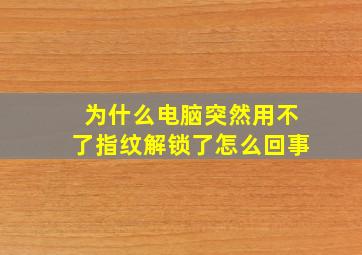 为什么电脑突然用不了指纹解锁了怎么回事