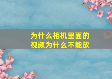 为什么相机里面的视频为什么不能放