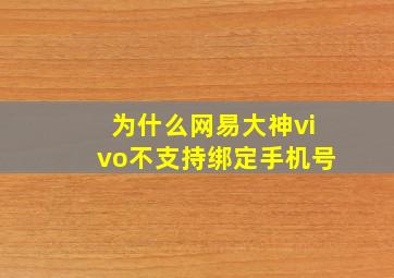 为什么网易大神vivo不支持绑定手机号