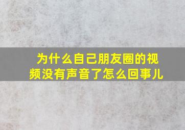 为什么自己朋友圈的视频没有声音了怎么回事儿