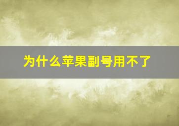 为什么苹果副号用不了